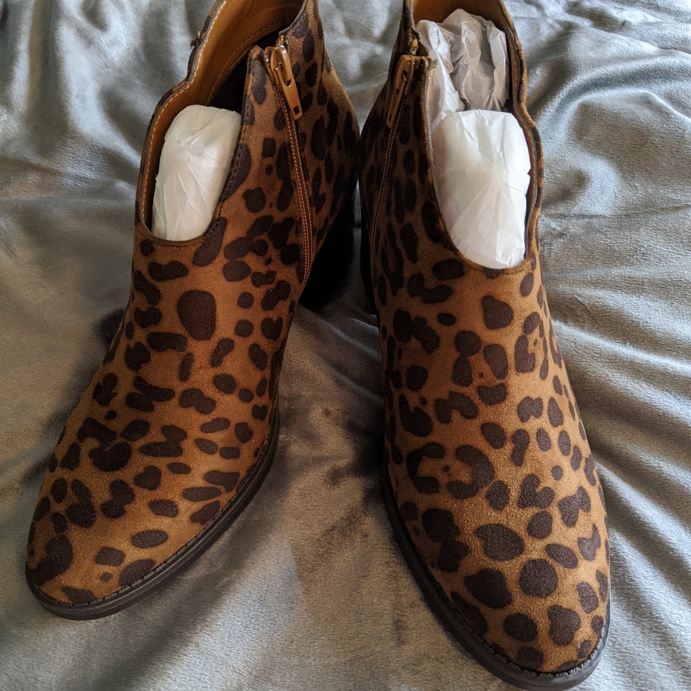 Animal print booties